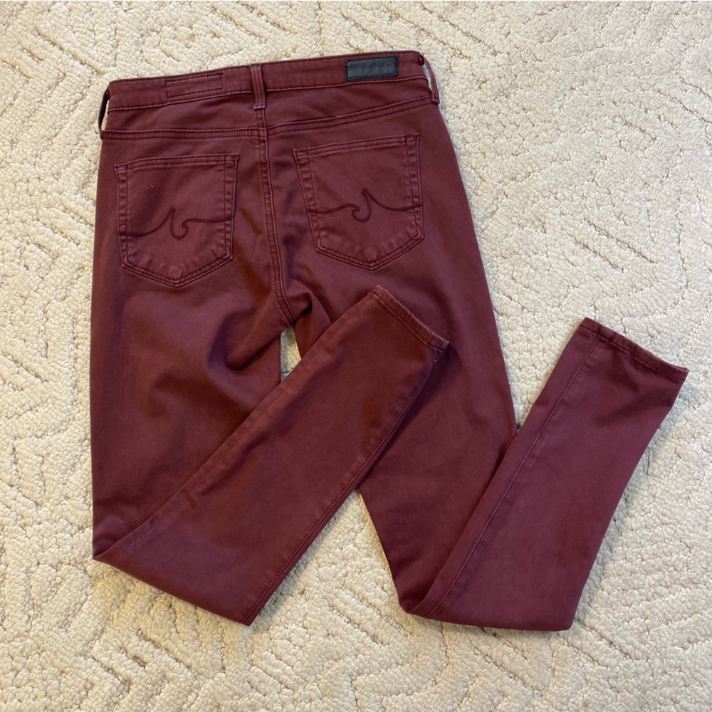 AG Adriano Goldschmied Ankle Burgundy Mid-Rise Skinny Jeans 25R - Picture 3 of 7